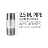 STZ Industries 3/4 in. MIP each X 3/4 in. D MIP Galvanized Steel 2-1/2 in. L Nipple, Pack of 5