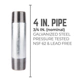 STZ Industries 3/4 in. MIP each X 3/4 in. D MIP Galvanized Steel 4 in. L Nipple, Pack of 5