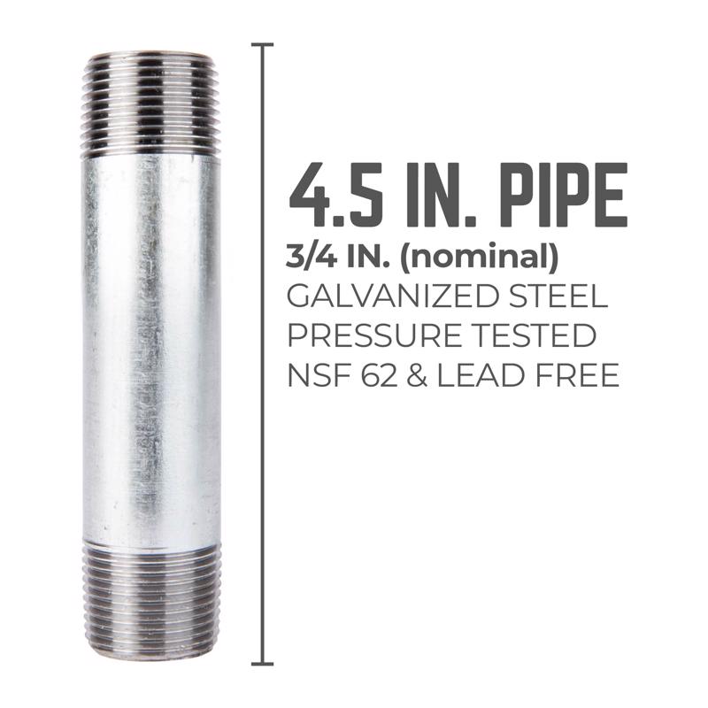 STZ Industries 3/4 in. MIP each X 3/4 in. D MIP Galvanized Steel 4-1/2 in. L Nipple, Pack of 5