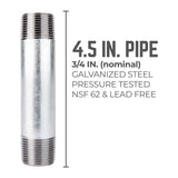 STZ Industries 3/4 in. MIP each X 3/4 in. D MIP Galvanized Steel 4-1/2 in. L Nipple, Pack of 5