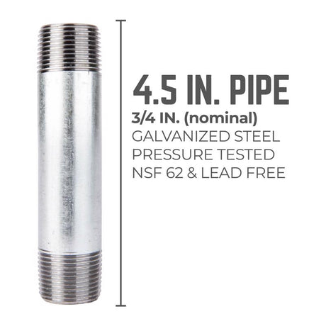 STZ Industries 3/4 in. MIP each X 3/4 in. D MIP Galvanized Steel 4-1/2 in. L Nipple, Pack of 5
