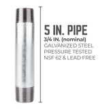STZ Industries 3/4 in. MIP each X 3/4 in. D MIP Galvanized Steel 5 in. L Nipple, Pack of 5