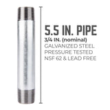 STZ Industries 3/4 in. MIP each X 3/4 in. D MIP Galvanized Steel 5-1/2 in. L Nipple, Pack of 5