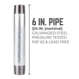 STZ Industries 3/4 in. MIP each X 3/4 in. D MIP Galvanized Steel 6 in. L Nipple, Pack of 5