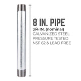 STZ Industries 3/4 in. MIP each X 3/4 in. D MIP Galvanized Steel 8 in. L Nipple