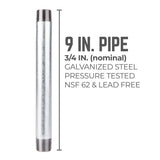 STZ Industries 3/4 in. MIP each X 3/4 in. D MIP Galvanized Steel 9 in. L Nipple