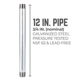 STZ Industries 3/4 in. MIP each X 3/4 in. D MIP Galvanized Steel 12 in. L Nipple