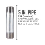 STZ Industries 1 in. MIP each X 1 in. D MIP Galvanized Steel 5 in. L Nipple, Pack of 5