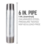 STZ Industries 1 in. MIP each X 1 in. D MIP Galvanized Steel 6 in. L Nipple, Pack of 5