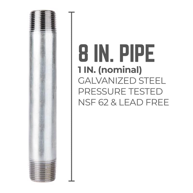 STZ Industries 1 in. MIP each X 1 in. D MIP Galvanized Steel 8 in. L Nipple