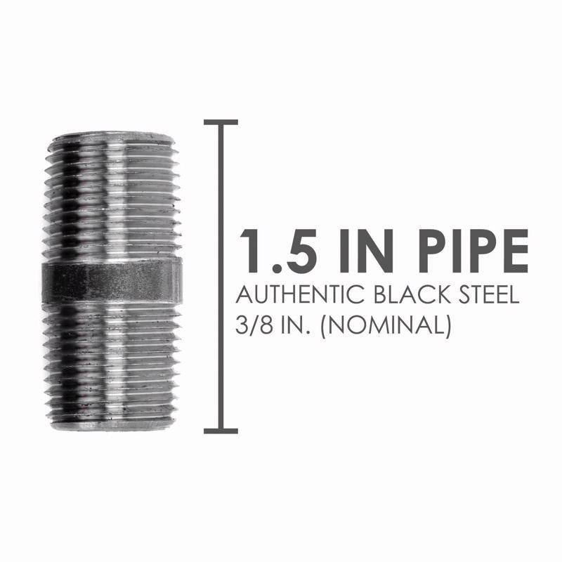 STZ Industries 3/8 in. MIP each X 3/8 in. D MIP Black Steel 1-1/2 in. L Nipple, Pack of 5