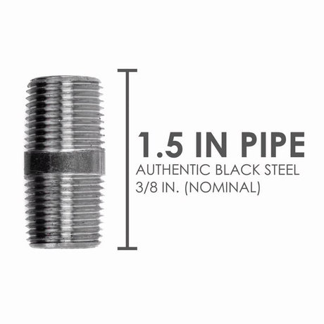 STZ Industries 3/8 in. MIP each X 3/8 in. D MIP Black Steel 1-1/2 in. L Nipple, Pack of 5