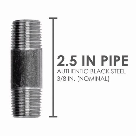 STZ Industries 3/8 in. MIP each X 3/8 in. D MIP Black Steel 2-1/2 in. L Nipple, Pack of 5