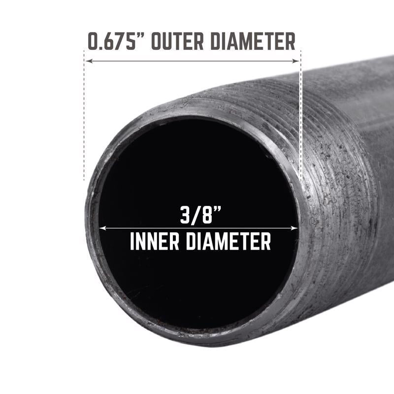 STZ Industries 3/8 in. MIP each X 3/8 in. D MIP Black Steel 3 in. L Nipple, Pack of 5