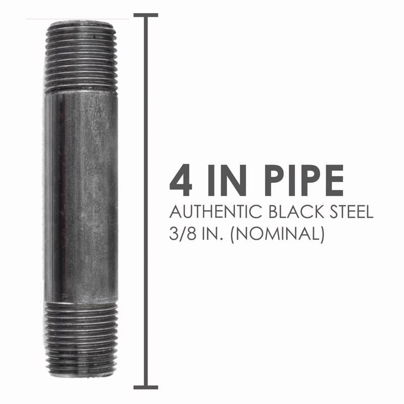 STZ Industries 3/8 in. MIP each X 3/8 in. D MIP Black Steel 4 in. L Nipple, Pack of 5