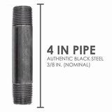 STZ Industries 3/8 in. MIP each X 3/8 in. D MIP Black Steel 4 in. L Nipple, Pack of 5