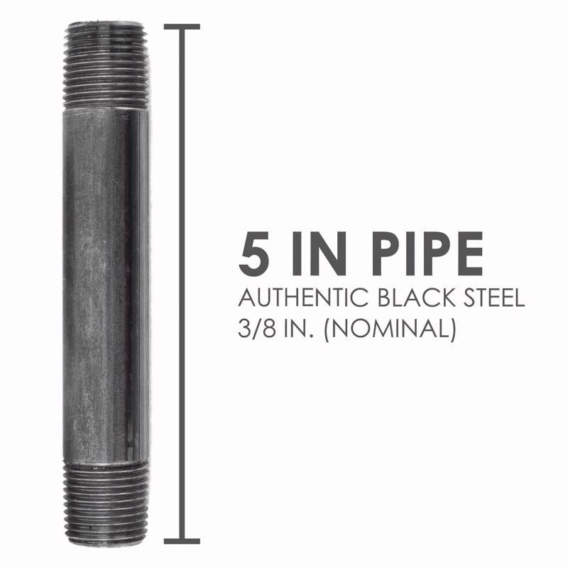 STZ Industries 3/8 in. MIP each X 3/8 in. D MIP Black Steel 5 in. L Nipple, Pack of 5