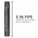 STZ Industries 3/8 in. MIP each X 3/8 in. D MIP Black Steel 5 in. L Nipple, Pack of 5