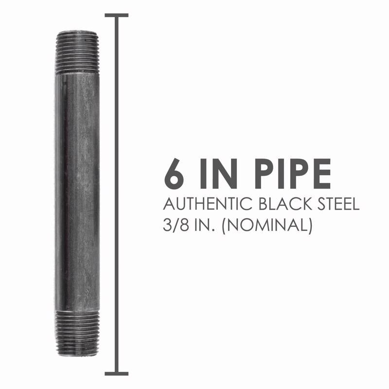 STZ Industries 3/8 in. MIP each X 3/8 in. D MIP Black Steel 6 in. L Nipple, Pack of 5