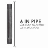 STZ Industries 3/8 in. MIP each X 3/8 in. D MIP Black Steel 6 in. L Nipple, Pack of 5