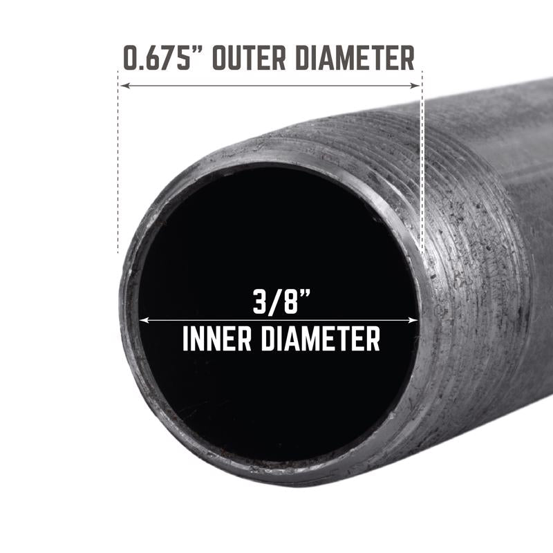 STZ Industries 3/8 in. MIP each X 3/8 in. D MIP Black Steel 6 in. L Nipple, Pack of 5
