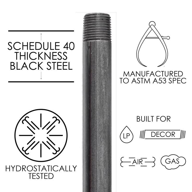 STZ Industries 1/2 in. MIP each X 1/2 in. D MIP Black Steel Close Nipple, Pack of 5