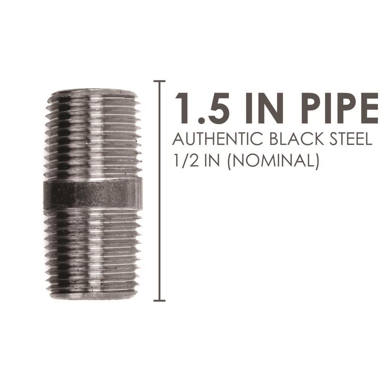 STZ Industries 1/2 in. MIP each X 1/2 in. D MIP Black Steel 1-1/2 in. L Nipple, Pack of 5