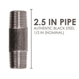 STZ Industries 1/2 in. MIP each X 1/2 in. D MIP Black Steel 2-1/2 in. L Nipple, Pack of 5