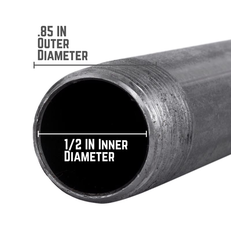 STZ Industries 1/2 in. MIP each X 1/2 in. D MIP Black Steel 3-1/2 in. L Nipple, Pack of 5