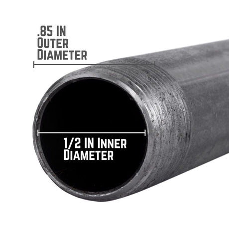 STZ Industries 1/2 in. MIP each X 1/2 in. D MIP Black Steel 3-1/2 in. L Nipple, Pack of 5