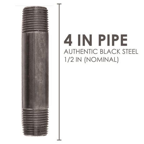STZ Industries 1/2 in. MIP each X 1/2 in. D MIP Black Steel 4 in. L Nipple, Pack of 5