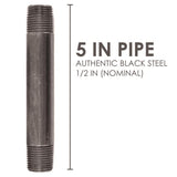 STZ Industries 1/2 in. MIP each X 1/2 in. D MIP Black Steel 5 in. L Nipple, Pack of 5