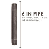 STZ Industries 1/2 in. MIP each X 1/2 in. D MIP Black Steel 6 in. L Nipple, Pack of 5