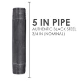 STZ Industries 3/4 in. MIP each X 3/4 in. D MIP Black Steel 5 in. L Nipple, Pack of 5
