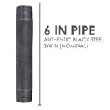 STZ Industries 3/4 in. MIP each X 3/4 in. D MIP Black Steel 6 in. L Nipple, Pack of 5