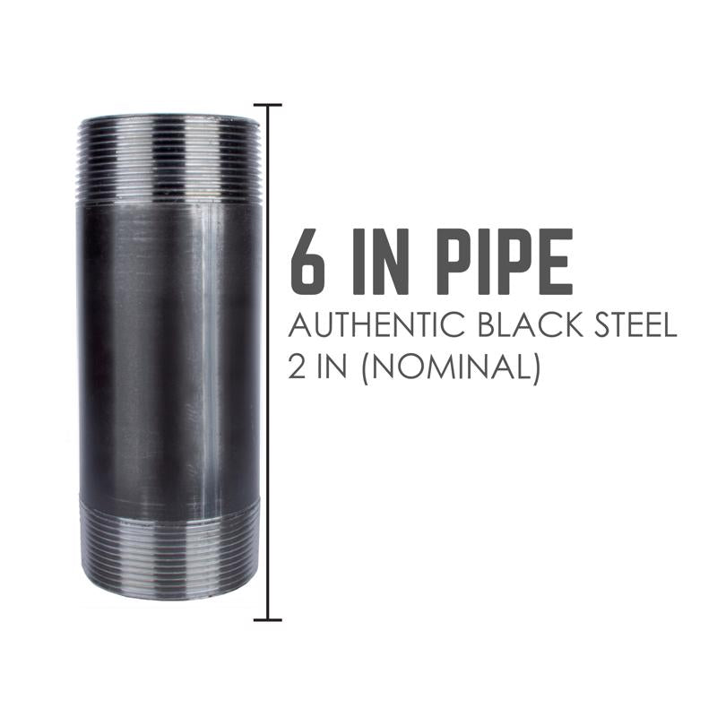 STZ Industries 2 in. MIP each X 2 in. D MIP Black Steel 6 in. L Nipple