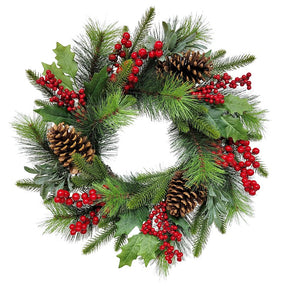 Puleo Asia Limited 312-4459-W22 Classic Christmas Wreath, 22 in, Pack of 6