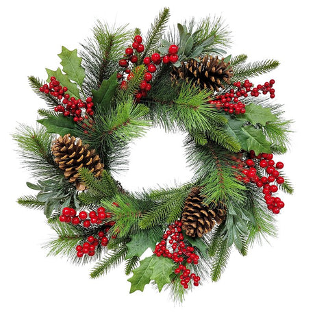 Puleo Asia Limited 312-4459-W22 Classic Christmas Wreath, 22 in, Pack of 6