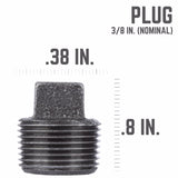 STZ Industries 3/8 in. MIP each Black Malleable Iron Plug