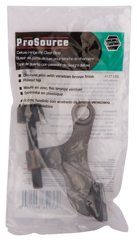 ProSource H20-B049-PS Deluxe Hinge Pin Door Stop, 2-5/8 in Projection, Die-Cast Zinc & Plastic, Venetian Bronze