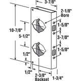 Prime-Line U 9537 Lock and Door Reinforcer, 2-3/8 in Backset, 1-3/4 in Thick Door, Brass, 10-7/8 in H, 3-7/8 in W