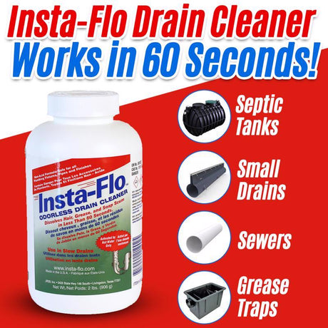 Insta-Flo Crystals Drain Cleaner 2 lb, Pack of 6