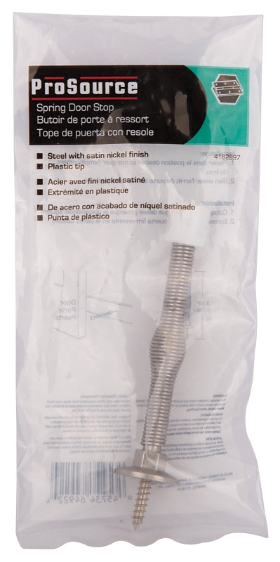 ProSource H61-Z013-PS Light-Duty Door Stop, 3/4" in Dia Base, 3 in Projection, Plastic & Steel, Satin Nickel