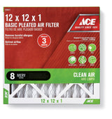 Ace 12 in. W X 12 in. H X 1 in. D Synthetic 8 MERV Pleated Air Filter 1 pk, Pack of 12