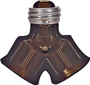 Eaton Wiring Devices 700B-BOX Lamp Holder Adapter, Medium Base, 660 W, 2-Outlet, Thermoplastic, Brown