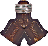 Eaton Wiring Devices 700B-BOX Lamp Holder Adapter, Medium Base, 660 W, 2-Outlet, Thermoplastic, Brown