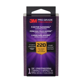 Pro Grade Precision FSB220-PGP-1T Faster Sanding Block Sponge, 2-1/2 in L, 4-1/2 in W, 220 Grit, Fine