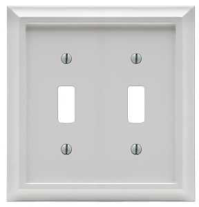 Amerelle 2040TTW Wallplate, Decorative, 2-Gang, Wood, White, Pack of 3