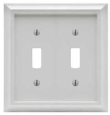 Amerelle 2040TTW Wallplate, Decorative, 2-Gang, Wood, White, Pack of 3