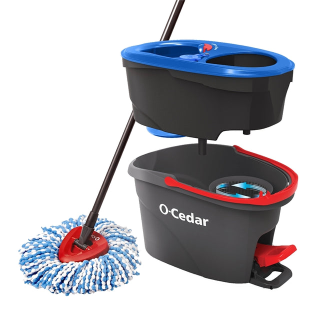 O-Cedar EasyWring, RinseClean 168534 Spin Mop System, Black/Red